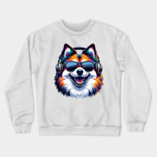 German Spitz Smiling DJ with Vibrant Melodies Crewneck Sweatshirt